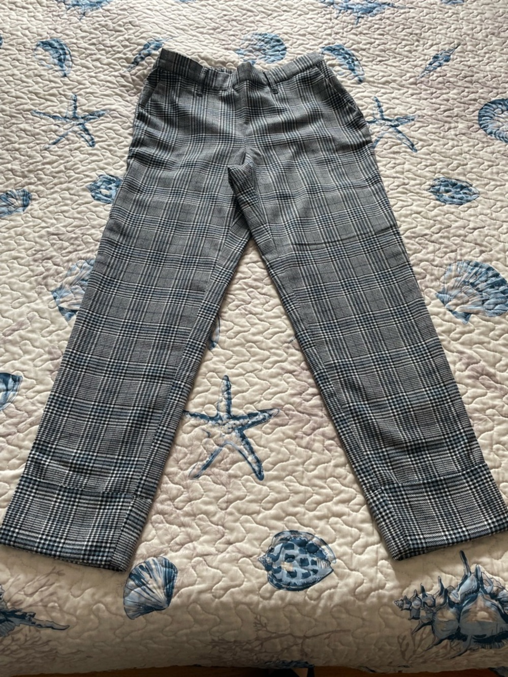 Blue Spice Black and White Glen Plaid Straight Leg Pants